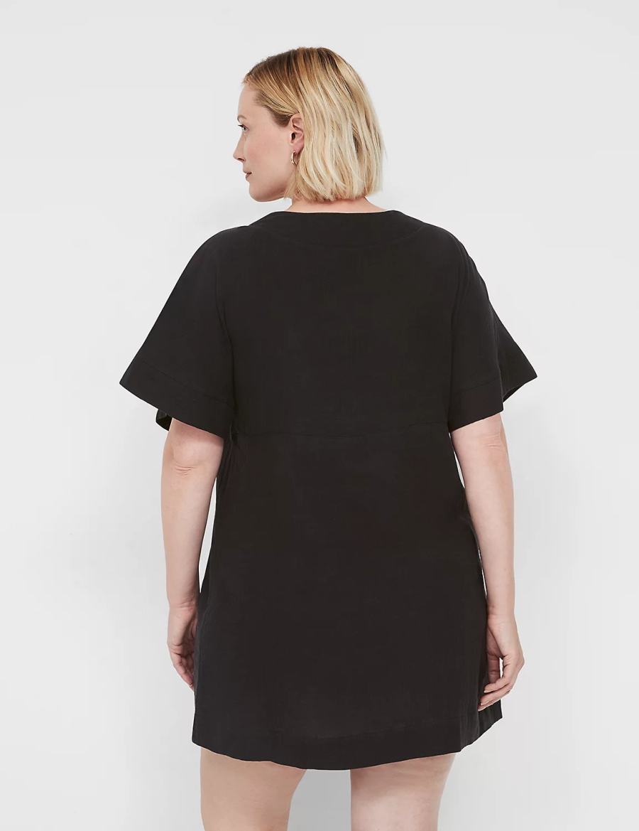 Black Lane Bryant Woven O-Ring Dolman Women Cover Ups | VGL1066AG