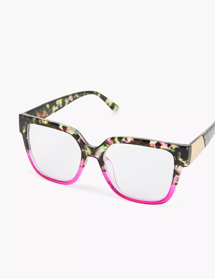 Black Red Lane Bryant Tortoiseshell Print & Pink Cateye Reading Women Glasses | UHJ1459LG