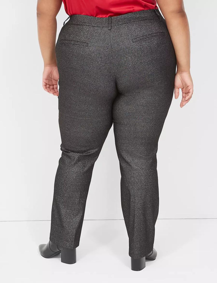 Black Silver Lane Bryant Straight Leg 4-Season Shimmer Women Pants | MFR6687KT