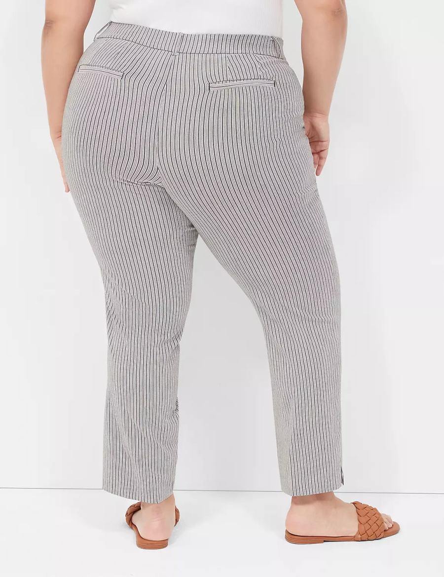 Black Stripes Lane Bryant 4-Season Slim Ankle Women Pants | ECO854HE