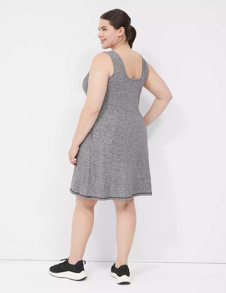 Black White Lane Bryant LIVI Square-Neck Recycled LIVI Soft Women Casual Dress | WRX3812QW