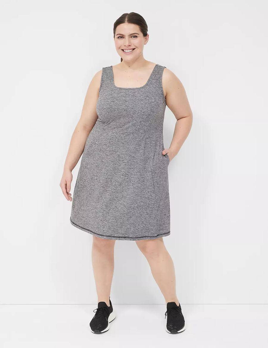 Black White Lane Bryant LIVI Square-Neck Recycled LIVI Soft Women Casual Dress | WRX3812QW