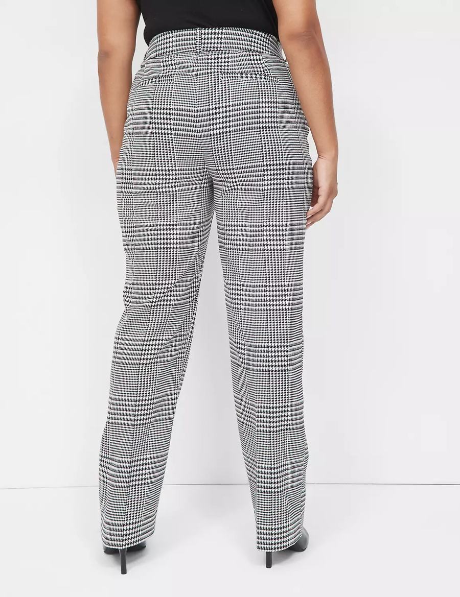 Black White Lane Bryant Perfect Drape Straight Leg Women Pants | YFL7324BH