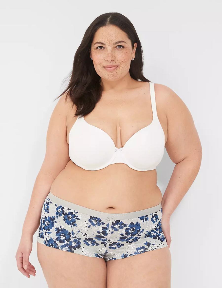 Blue Grey Lane Bryant Cotton Boyshort Women Briefs | BNY8920YO