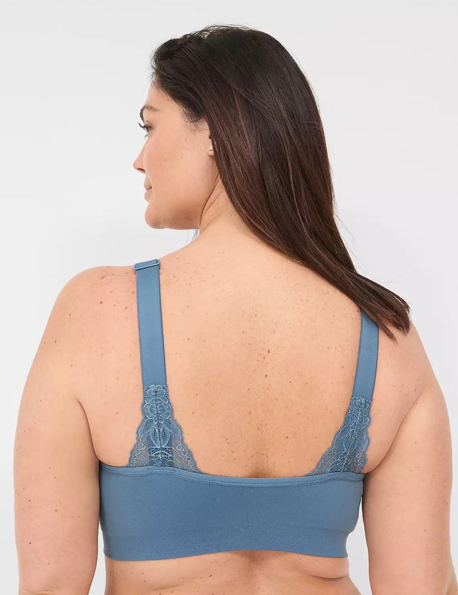 Blue Grey Lane Bryant Seamless Lace-Trim Women Bralettes | FDB2411ZY