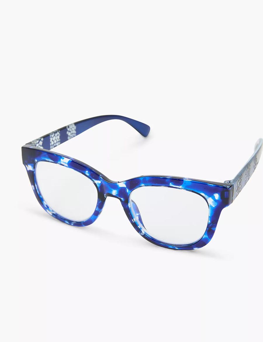 Blue Lane Bryant Blue Animal Print Cateye Reading Women Glasses | KPL5229RH