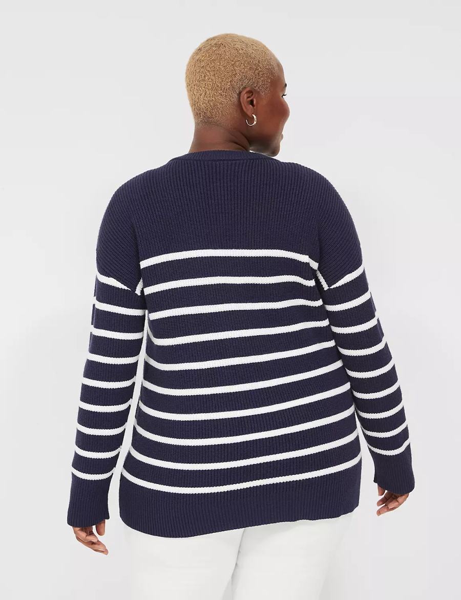 Blue Lane Bryant Button-Front Stripe Women Cardigan | DAQ7136XC