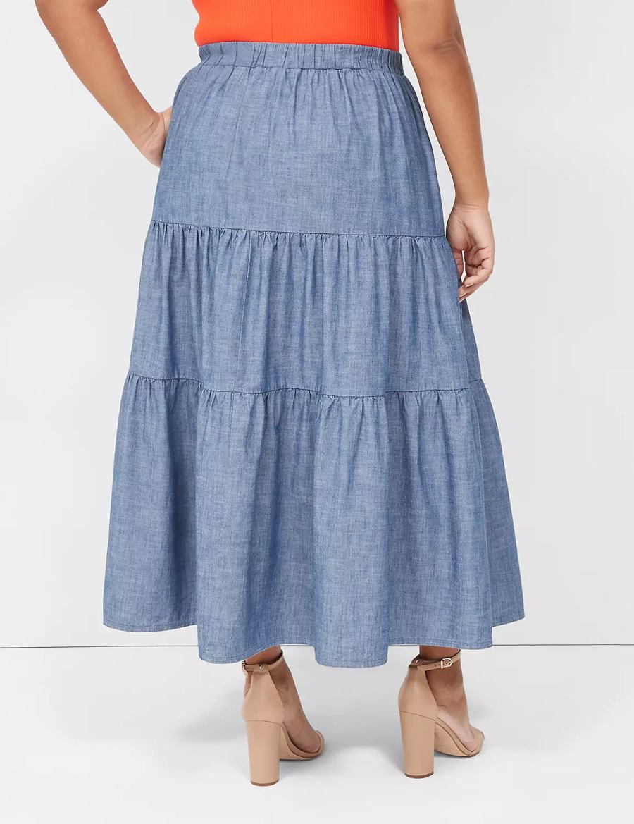 Blue Lane Bryant Chambray Maxi Women Skirts | YIP6271TY