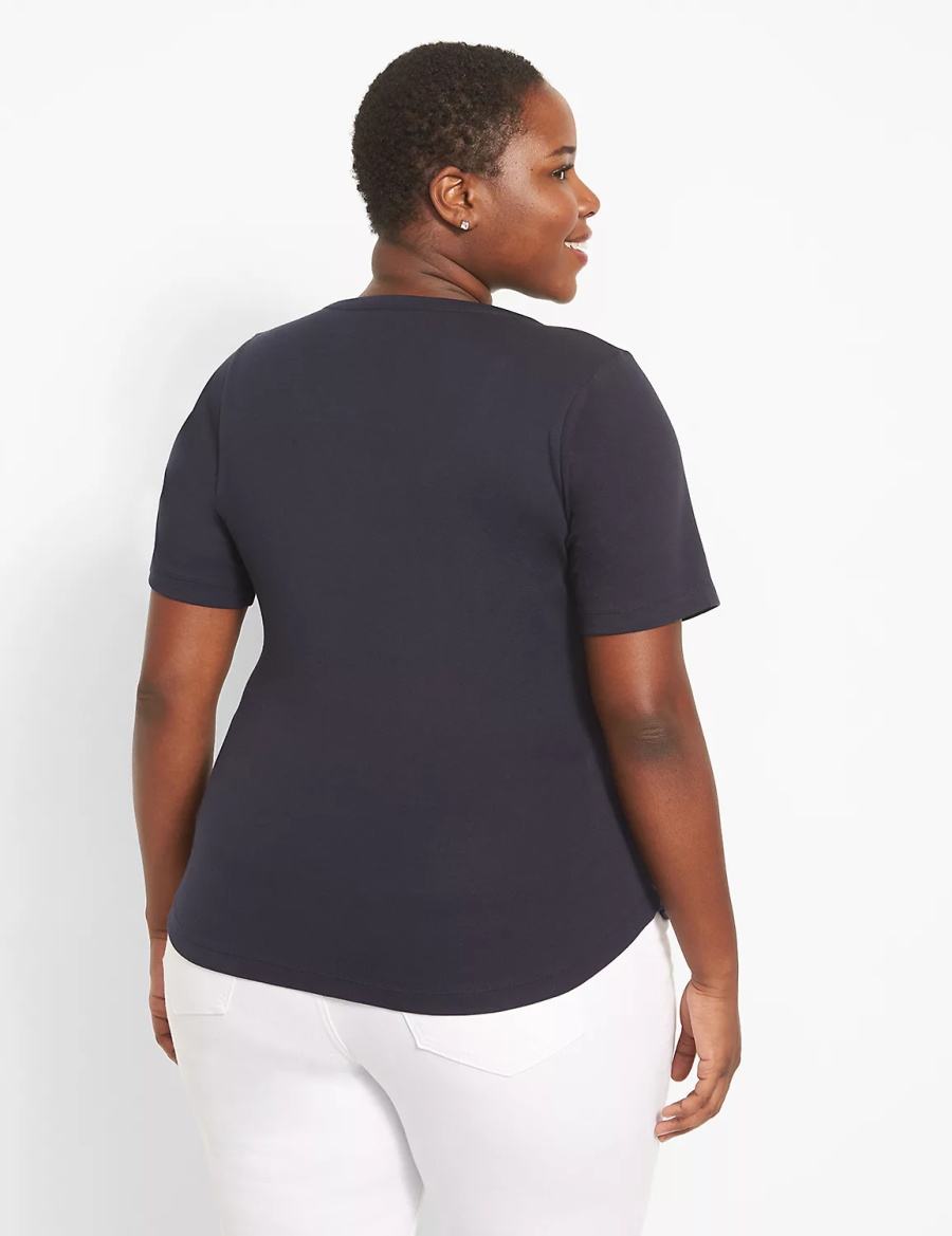 Blue Lane Bryant Classic Perfect Sleeve Scoop-Neck Tee Women T Shirts | IXK6865LJ