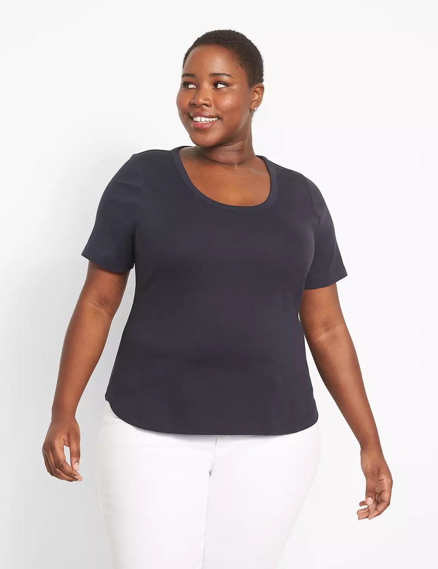 Blue Lane Bryant Classic Perfect Sleeve Scoop-Neck Tee Women T Shirts | IXK6865LJ