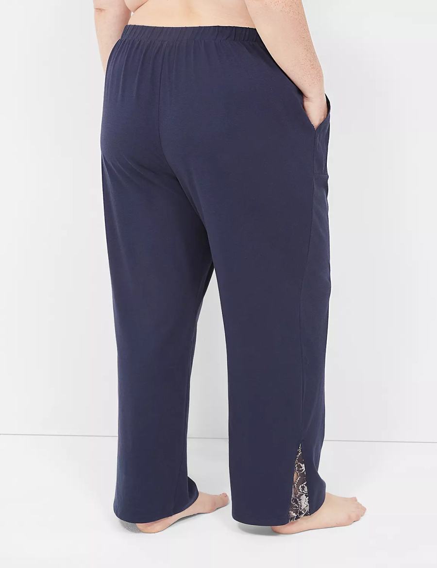 Blue Lane Bryant Comfy Cotton Lace-Trim Block Women Pants | UDE9792XC