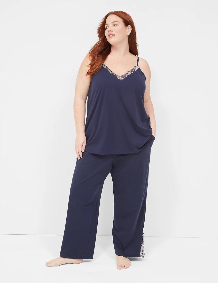 Blue Lane Bryant Comfy Cotton Lace-Trim Block Women Pants | UDE9792XC