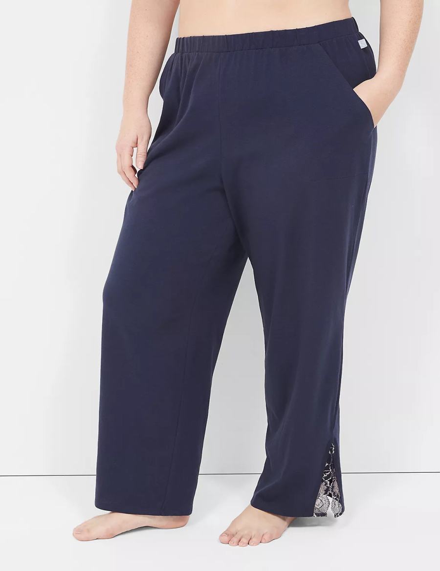 Blue Lane Bryant Comfy Cotton Lace-Trim Block Women Pants | UDE9792XC