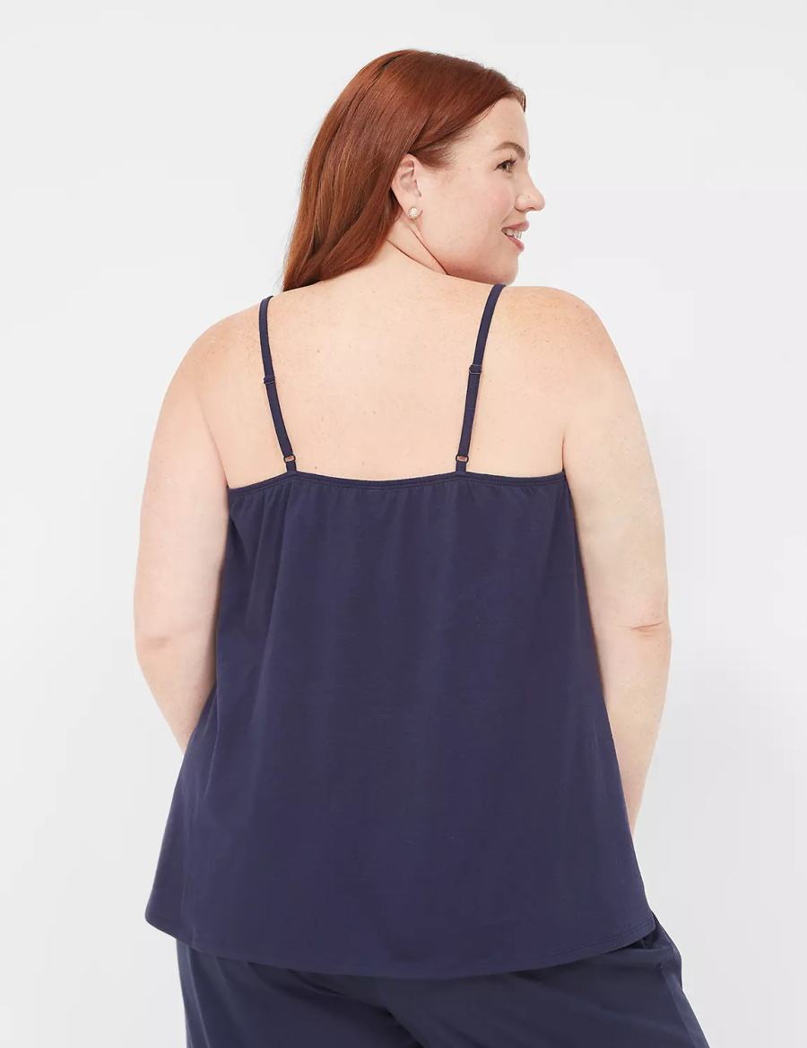 Blue Lane Bryant Comfy Cotton Lace-Trim Cami Women Tanks | MTW7578IG