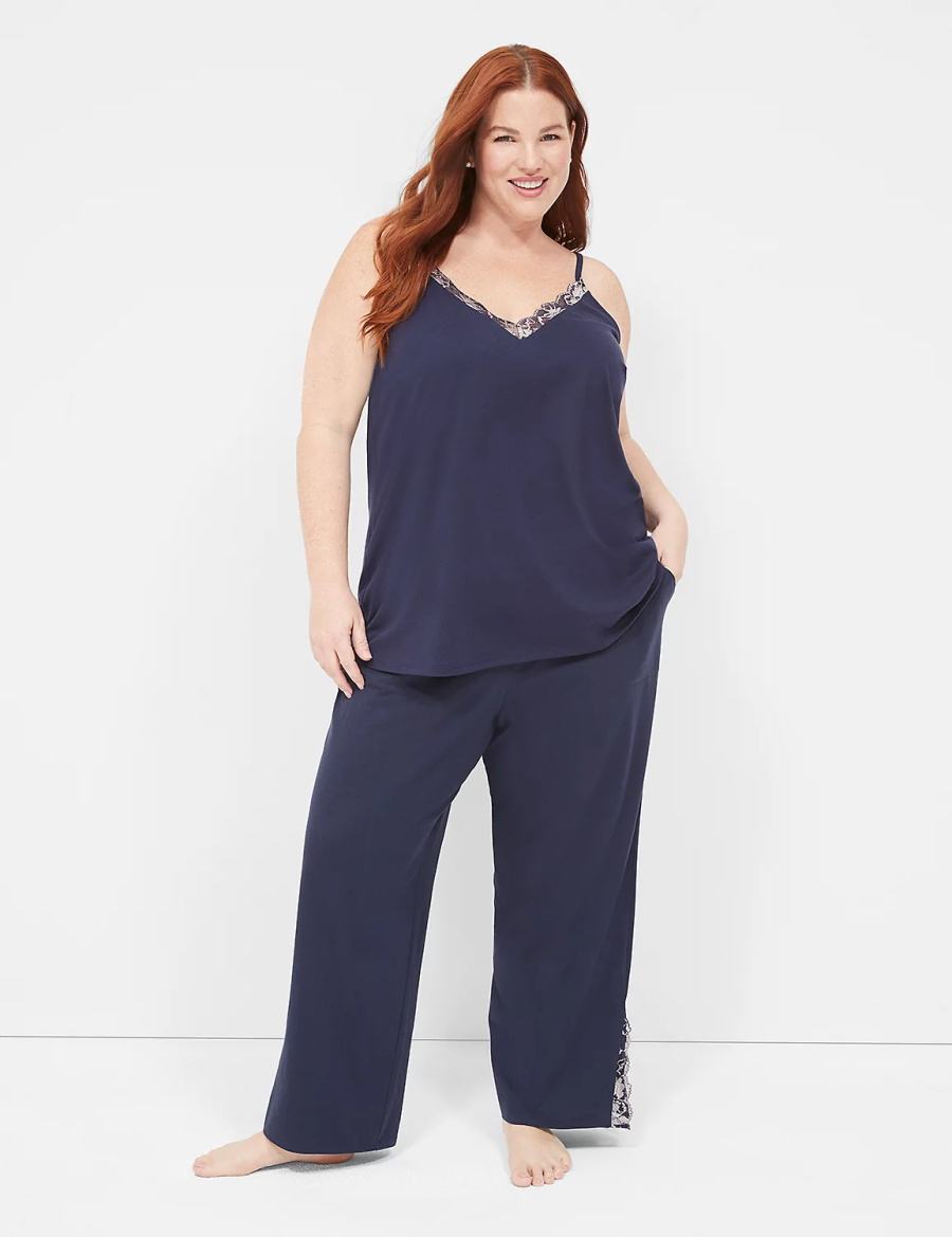 Blue Lane Bryant Comfy Cotton Lace-Trim Cami Women Tanks | MTW7578IG