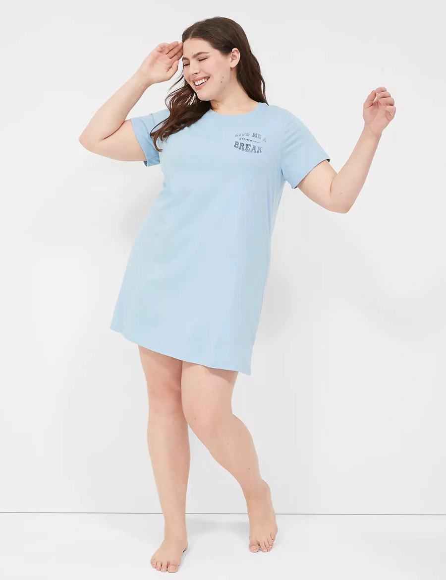 Blue Lane Bryant Comfy Cotton Sleepshirt Women T Shirts | UKG2240XZ