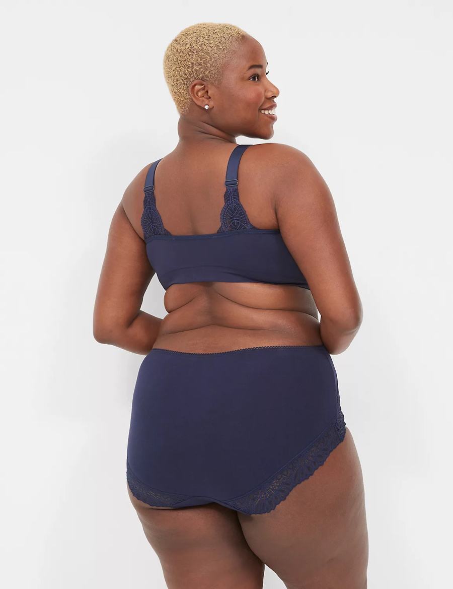 Blue Lane Bryant Cotton Full With Lace-Trimmed Back Women Briefs | KOF599AI