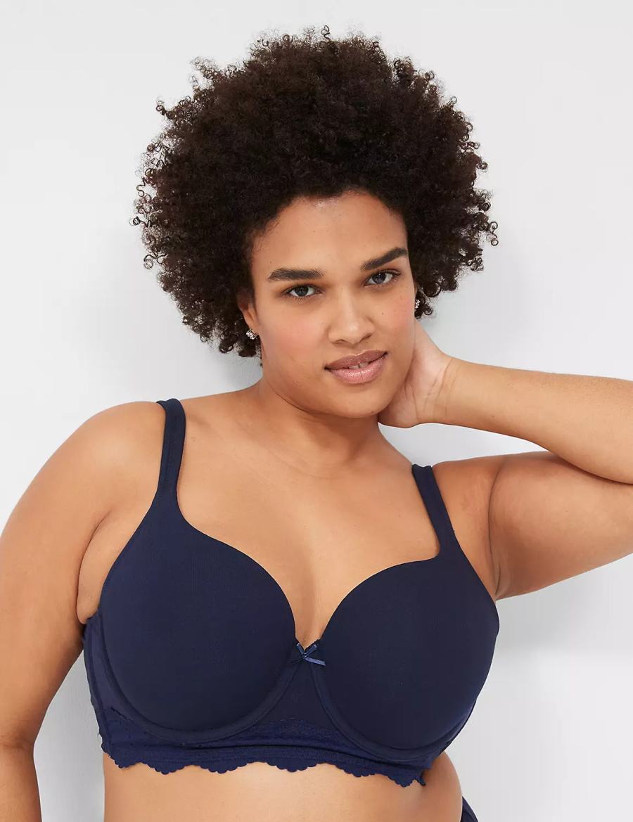 Blue Lane Bryant Cotton Lace-Trim Longline Women T-Shirt Bra | CUB155VQ