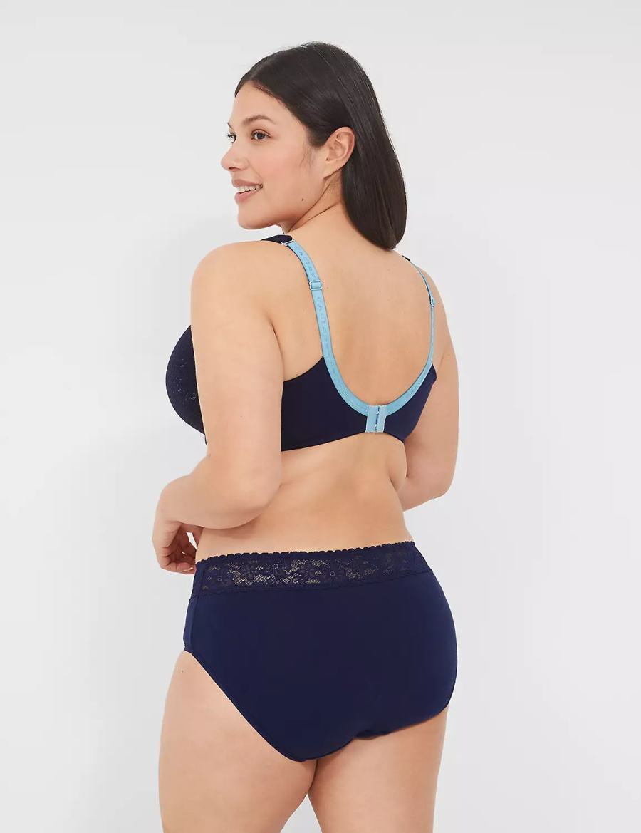 Blue Lane Bryant Cotton Lightly Lined Full Coverage With Lace Women Bralettes | VDJ2443PL