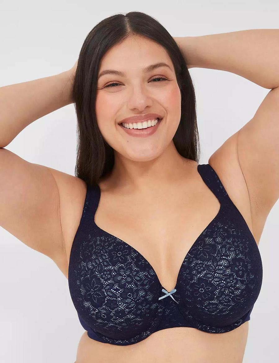 Blue Lane Bryant Cotton Lightly Lined Full Coverage With Lace Women Bralettes | VDJ2443PL