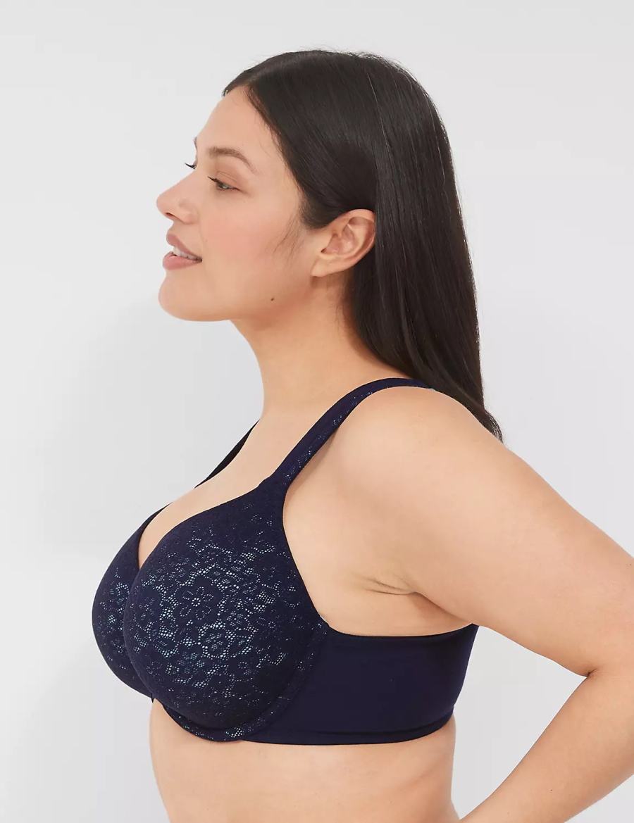 Blue Lane Bryant Cotton Lightly Lined Full Coverage With Lace Women Bralettes | VDJ2443PL