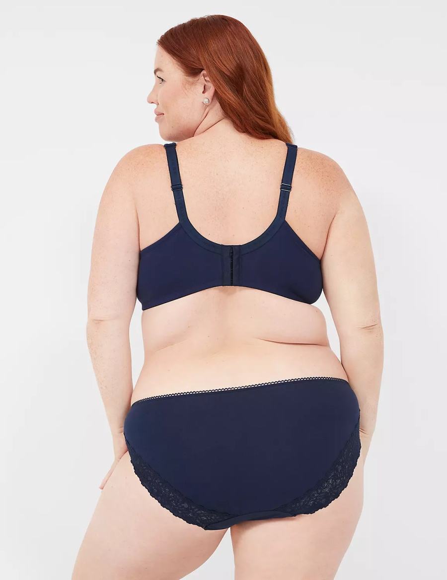 Blue Lane Bryant Cotton with Lace-Trimmed Back Women Hipster Panty | LCY7172RC