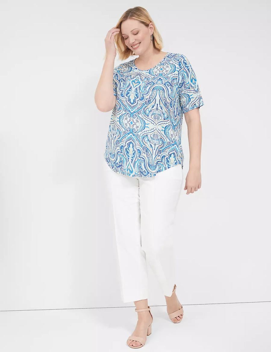 Blue Lane Bryant Curved-Hem Perfect Sleeve Tee Women T Shirts | PYI5810MT