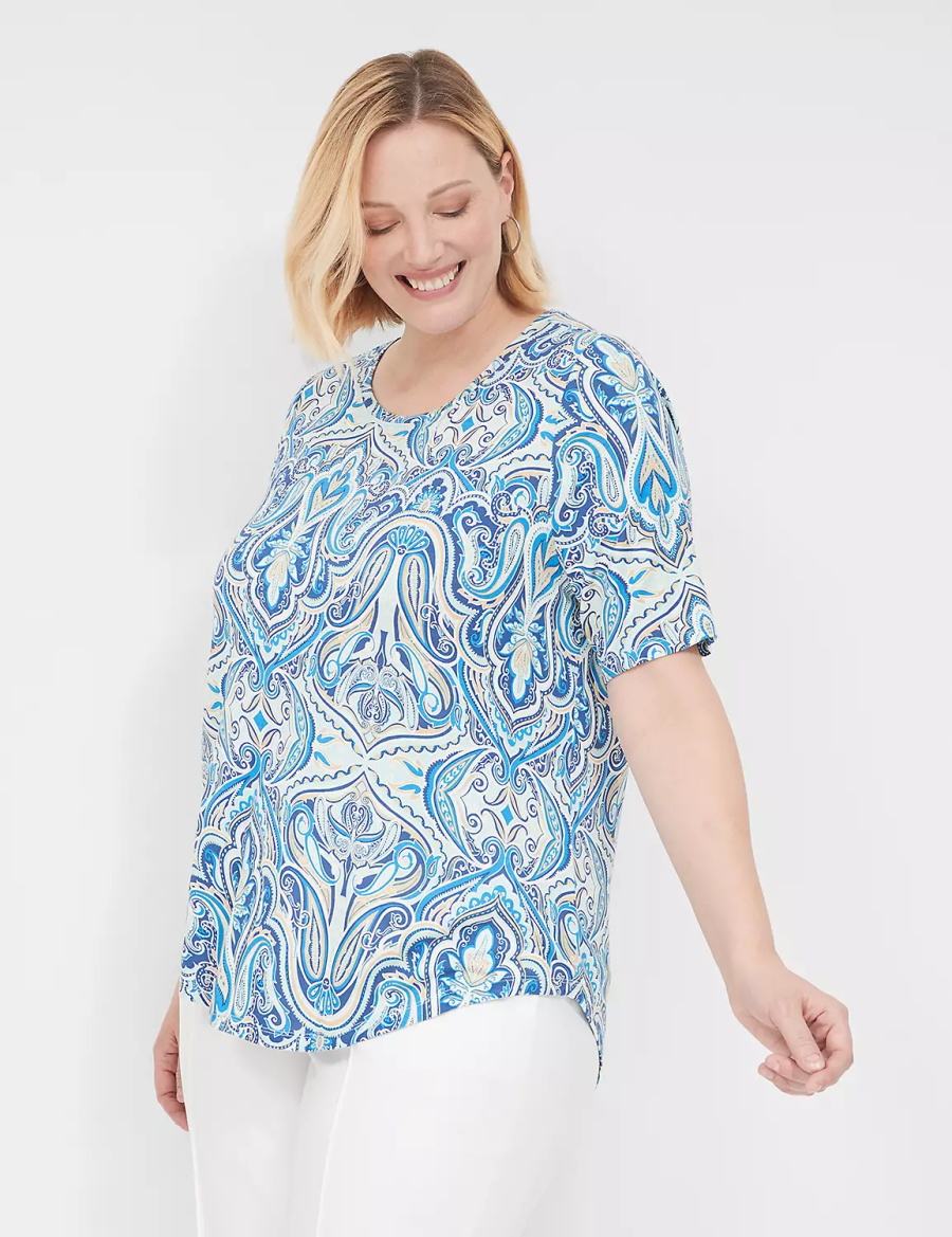 Blue Lane Bryant Curved-Hem Perfect Sleeve Tee Women T Shirts | PYI5810MT