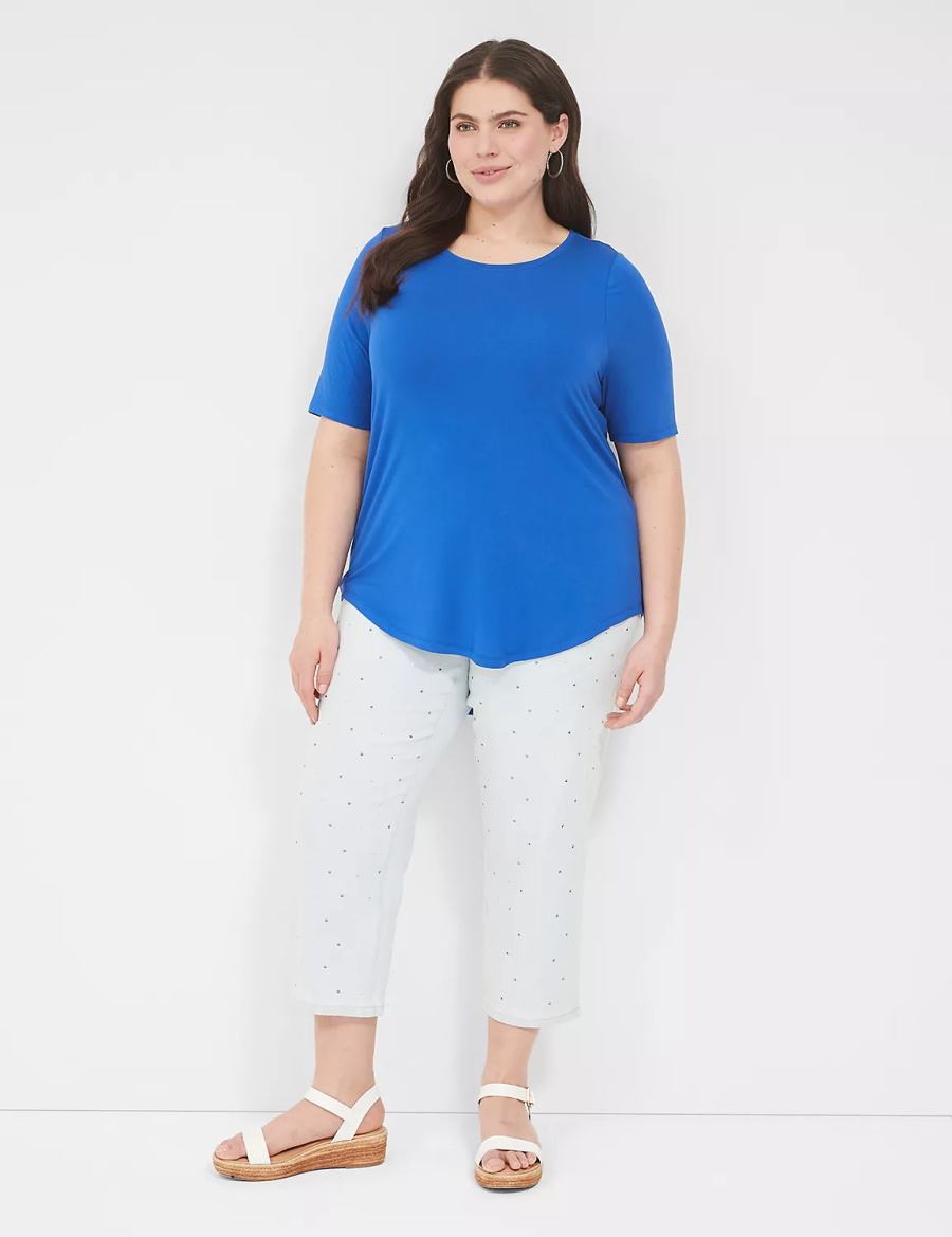 Blue Lane Bryant Curved-Hem Perfect Sleeve Tee Women T Shirts | PHR7636TP