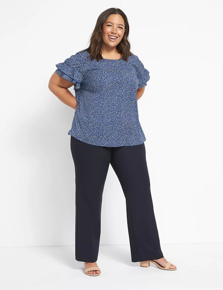 Blue Lane Bryant Curvy Fit Perfect Drape Straight Women Pants | QZU25IB