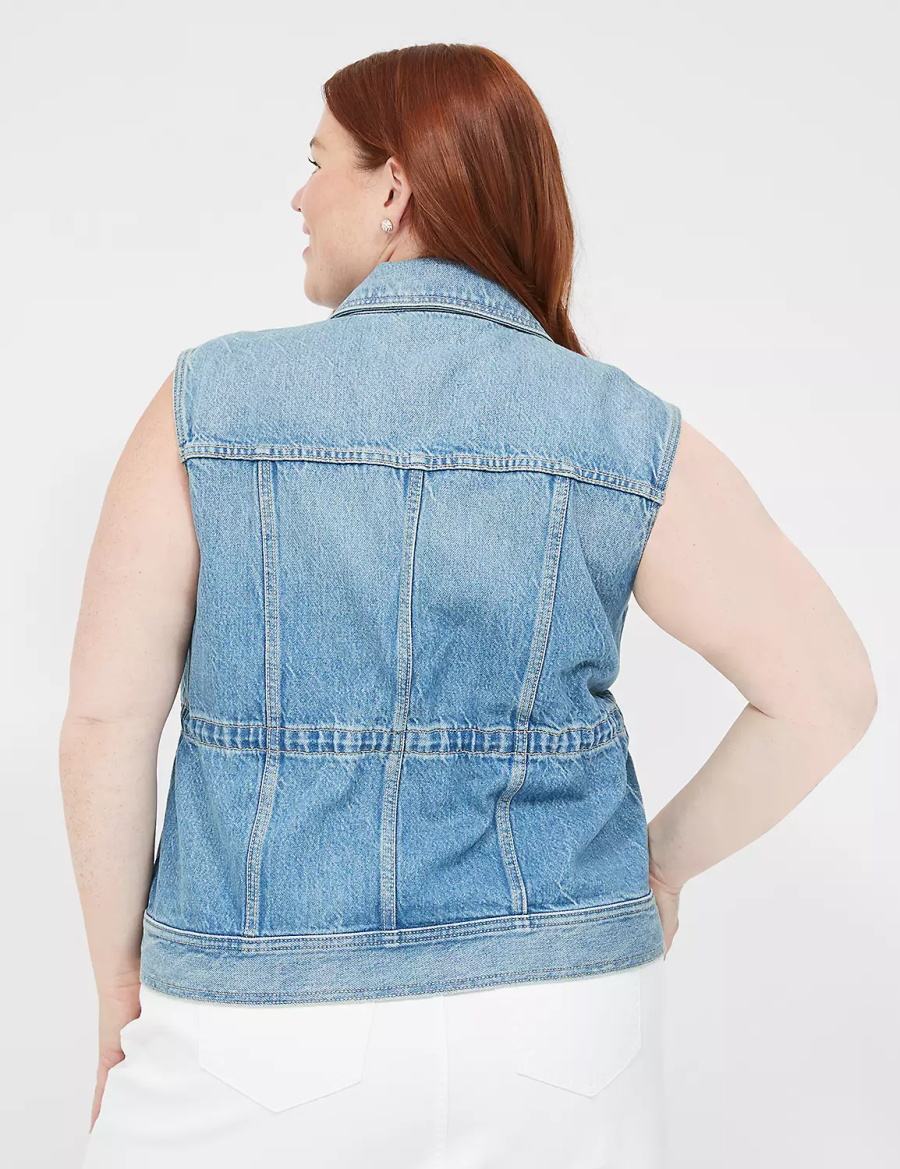 Blue Lane Bryant Denim Women Vest | KGJ5235OC