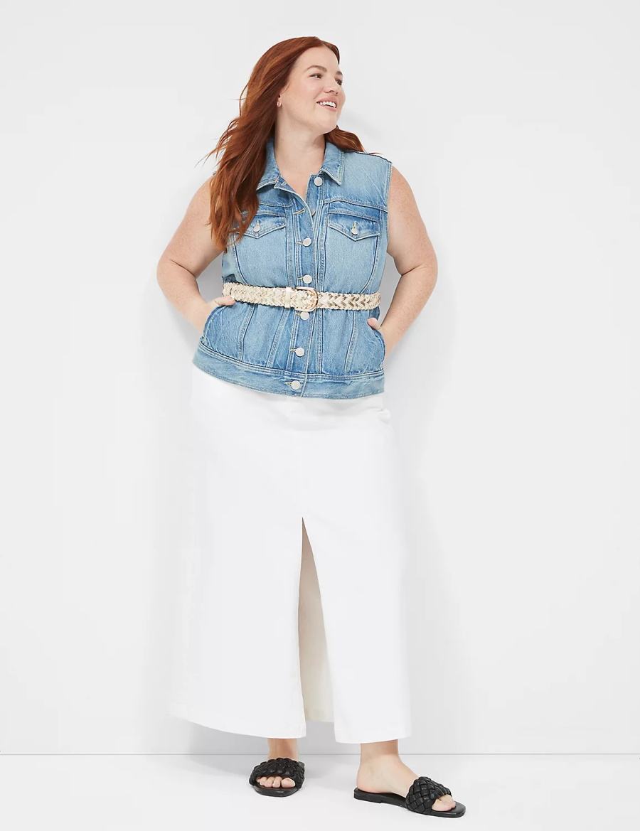 Blue Lane Bryant Denim Women Vest | KGJ5235OC