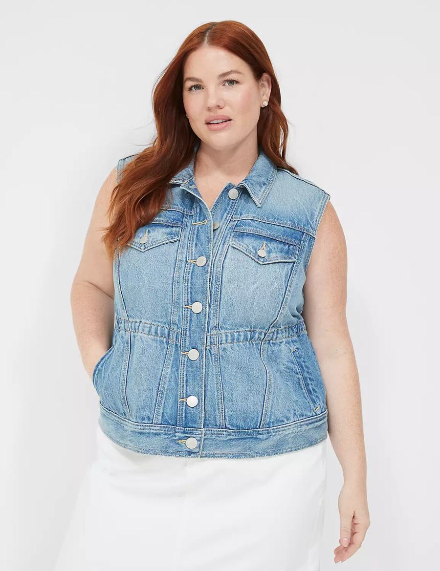 Blue Lane Bryant Denim Women Vest | KGJ5235OC