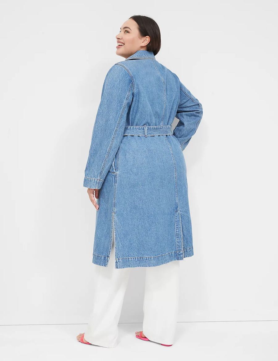 Blue Lane Bryant Denimed Trench Women Trench Coat | TFO858OL