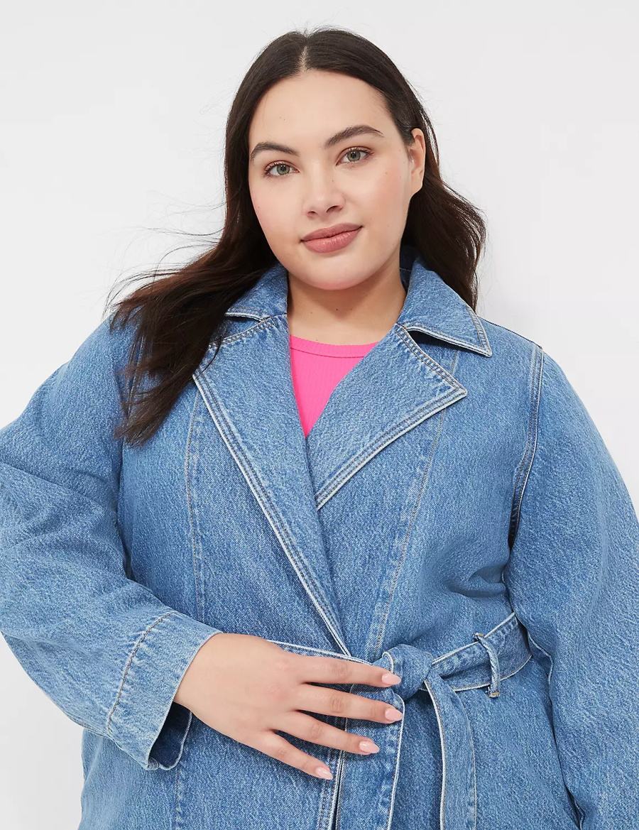 Blue Lane Bryant Denimed Trench Women Trench Coat | TFO858OL