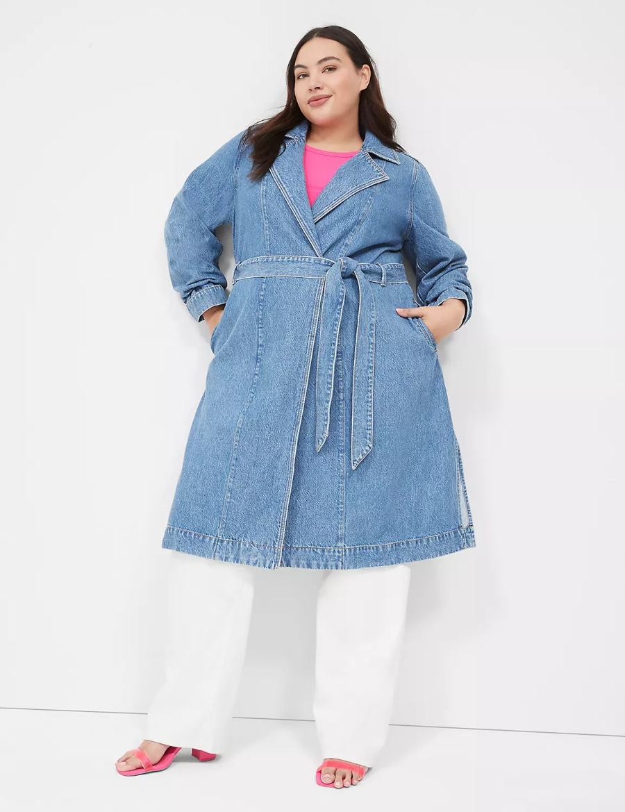 Blue Lane Bryant Denimed Trench Women Trench Coat | TFO858OL