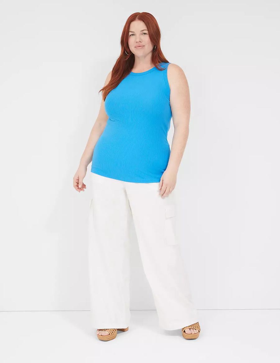 Blue Lane Bryant Fitted High-Neck Rib Women Tank Top | MGD6665OV