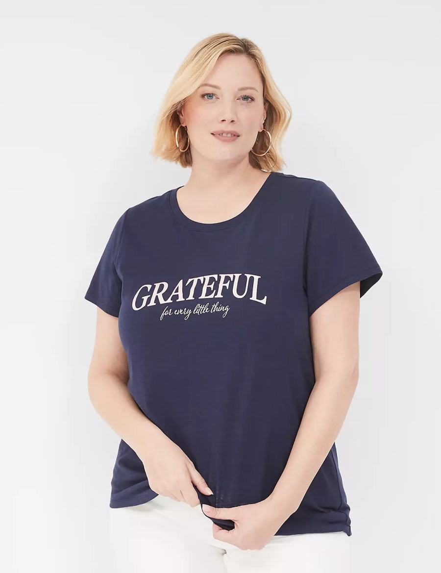 Blue Lane Bryant Grateful Graphic Tee Women T Shirts | OKN7020QW