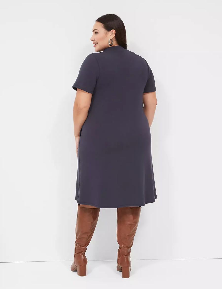 Blue Lane Bryant Journey Short-Sleeve Mock-Neck Women Casual Dress | EBJ1818FG