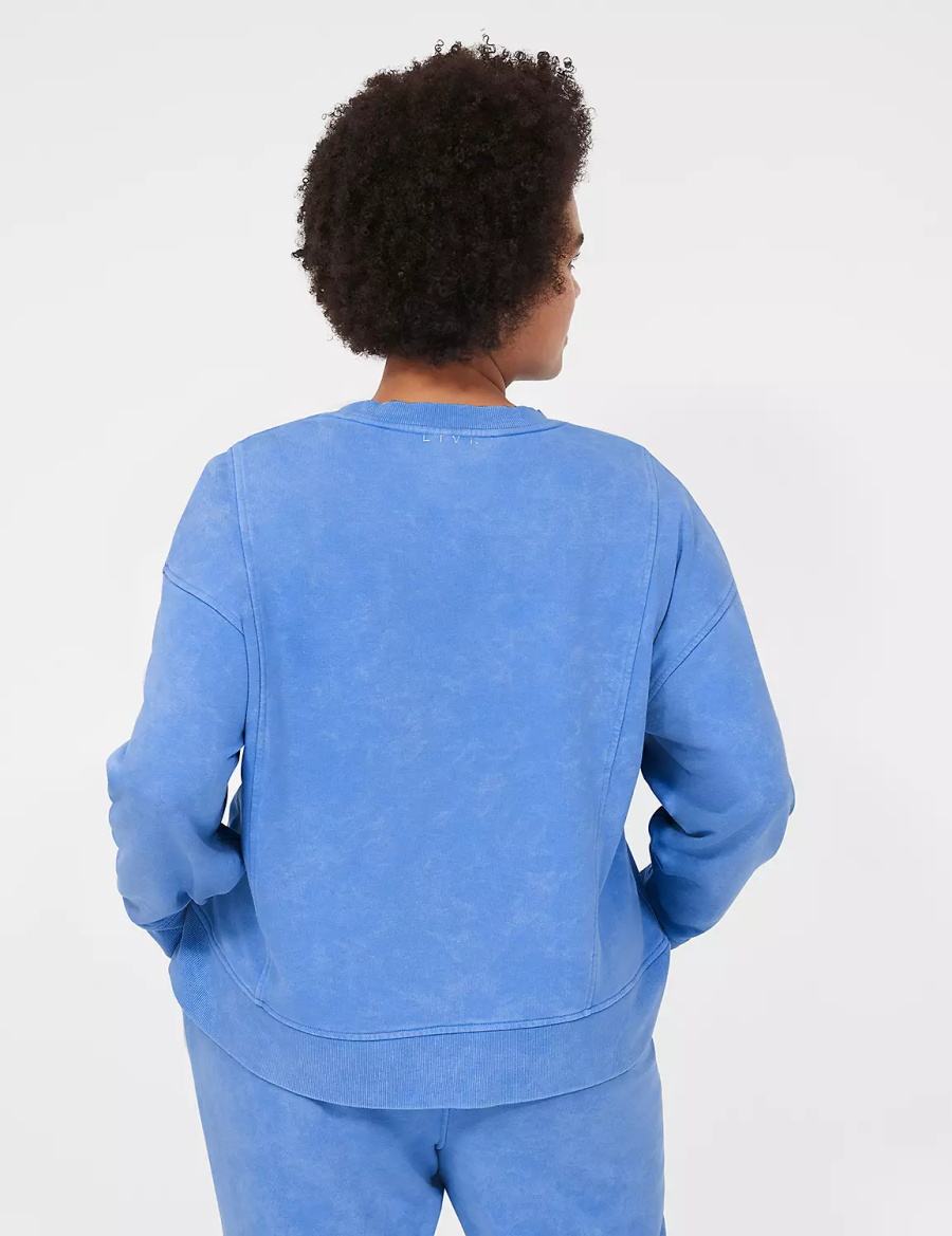 Blue Lane Bryant LIVI Crew-Neck French Terry Washed Women Sweatshirts | ZJO4198SR