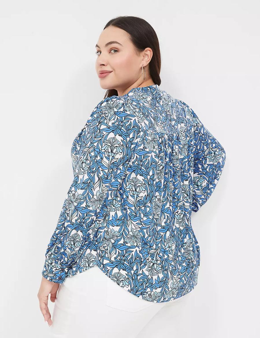 Blue Lane Bryant Long-Sleeve V-Neck Women Blouse | OLA5255XK