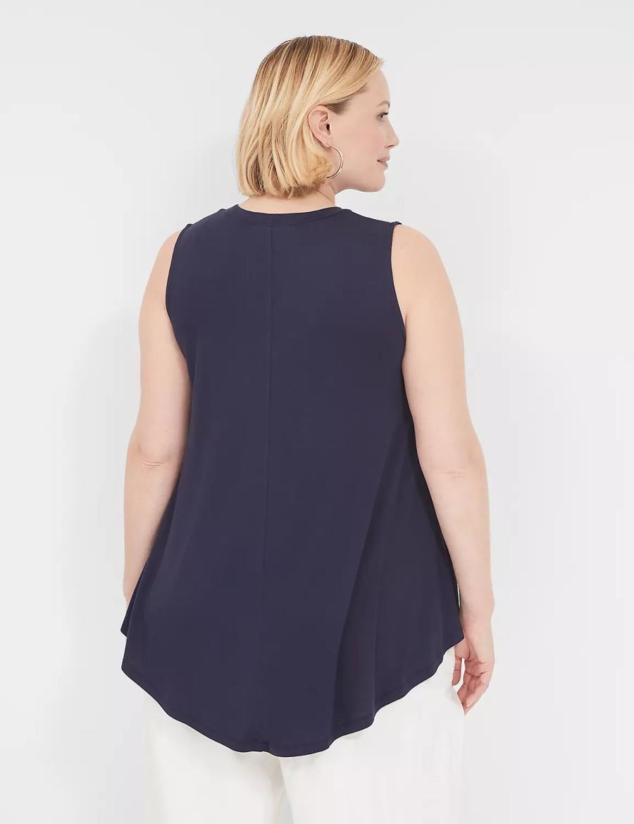 Blue Lane Bryant Max Swing High-Neck Smocked-Shoulder Tunic Women T Shirts | JSI2539VK