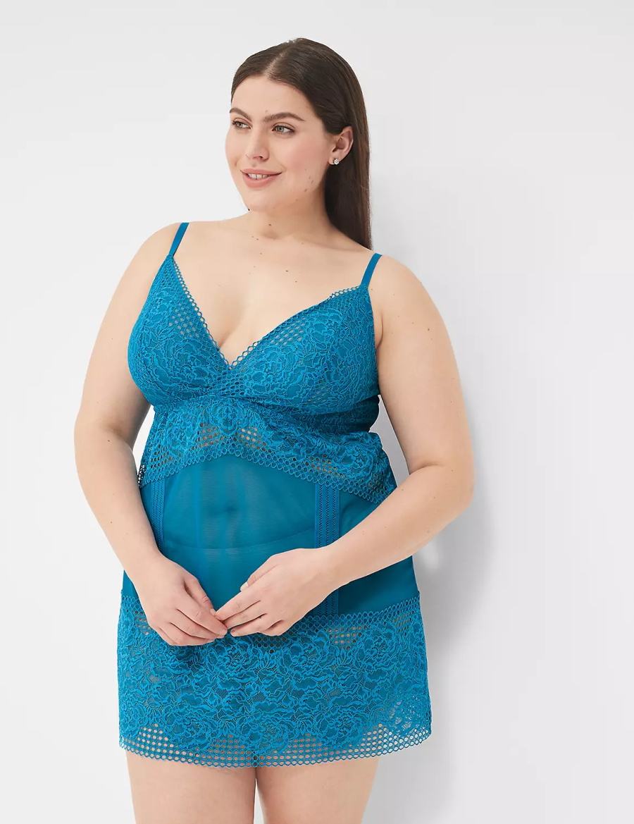 Blue Lane Bryant Mesh & Lace Slip Women Dress | SMW6182KN