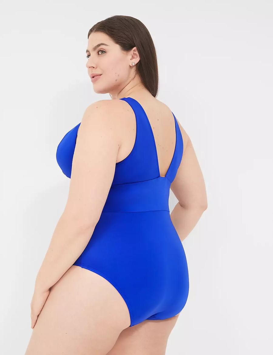 Blue Lane Bryant No-Wire Plunge One-Piece Women Swimsuits | HZW610QQ