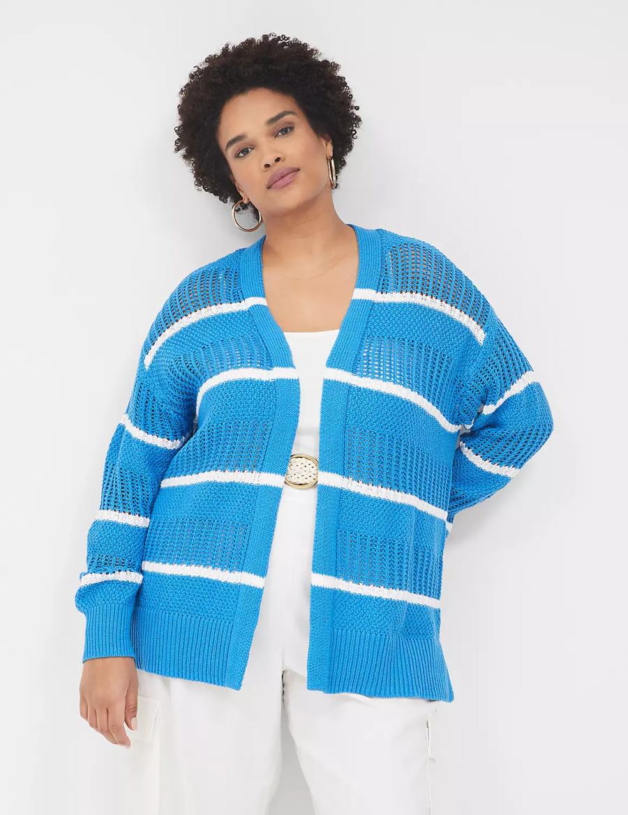 Blue Lane Bryant Open Front Striped Women Cardigan | JSW2898OJ