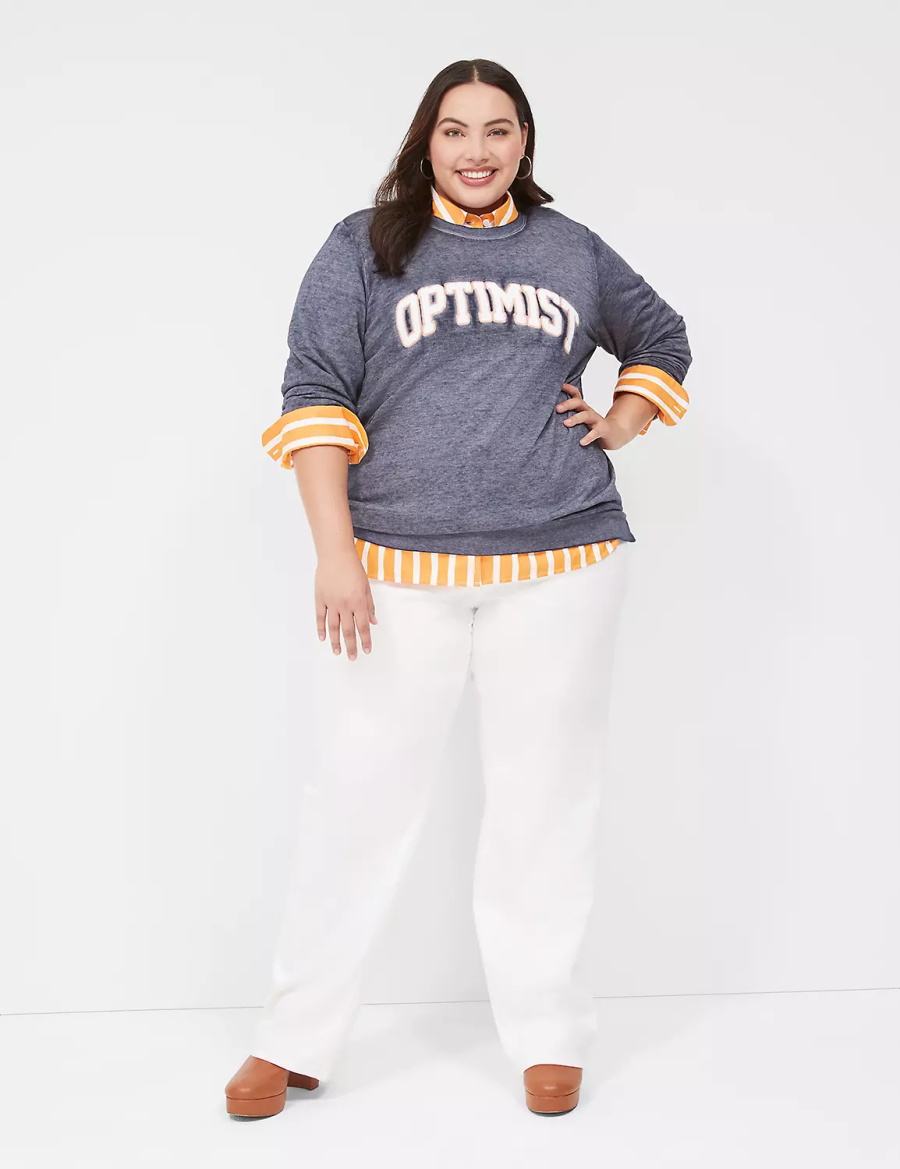 Blue Lane Bryant Optimist Graphic Women Sweatshirts | ZEE888RL