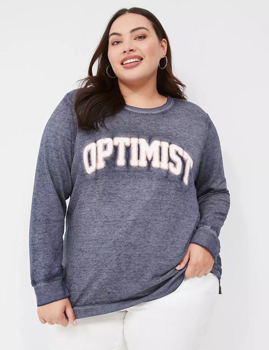 Blue Lane Bryant Optimist Graphic Women Sweatshirts | ZEE888RL