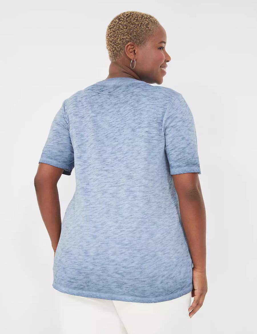 Blue Lane Bryant Perfect Sleeve Crew-Neck Wash Tee Women T Shirts | LMD8923DF