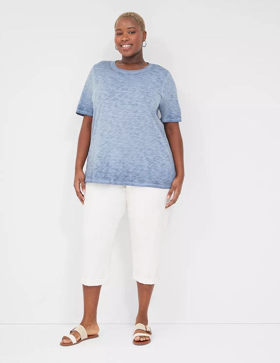 Blue Lane Bryant Perfect Sleeve Crew-Neck Wash Tee Women T Shirts | LMD8923DF