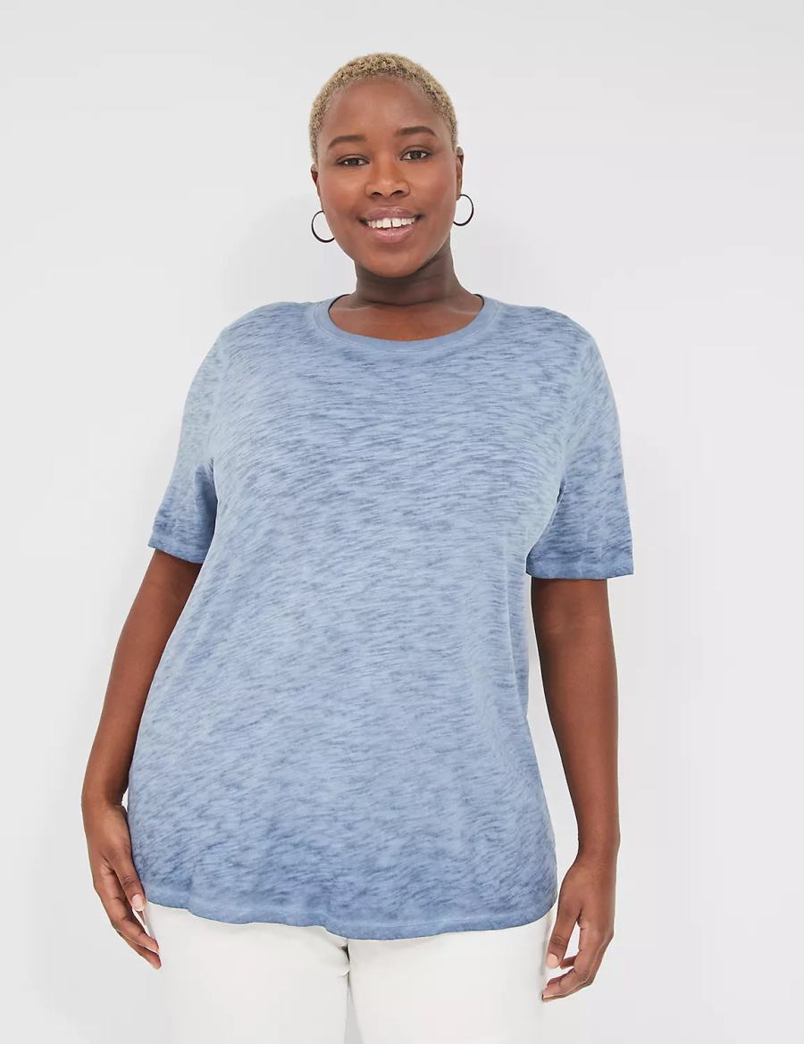 Blue Lane Bryant Perfect Sleeve Crew-Neck Wash Tee Women T Shirts | LMD8923DF